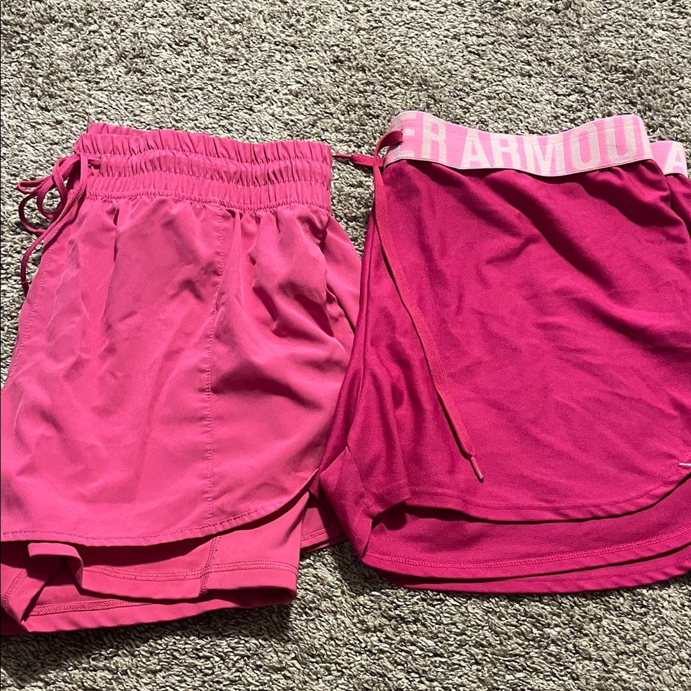 Women's Bundle of Pink Athletic Shorts Under‎ Armour & 90 Degree XL